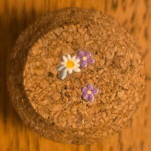 Brand New Hand Crafted Magnet Created from Champagne Cork Featuring Flowers